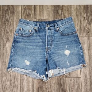 Levis 501 Cut Off Distressed Denim Shorts Premium 27